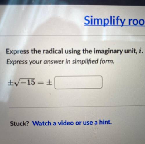 Express the radical using imaginary unit i