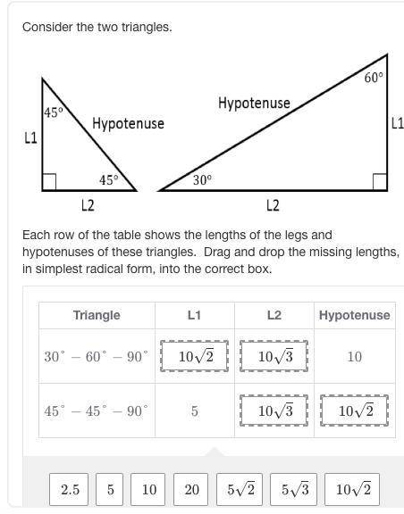 Please help!

Each row of the table shows the lengths of the legs and hypotenuses of these triangl