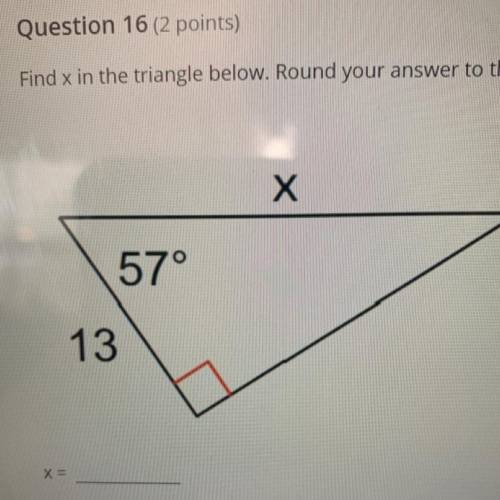 Please genuinely help :) Find x in the triangle below. Round your answer to the nearest tenth.