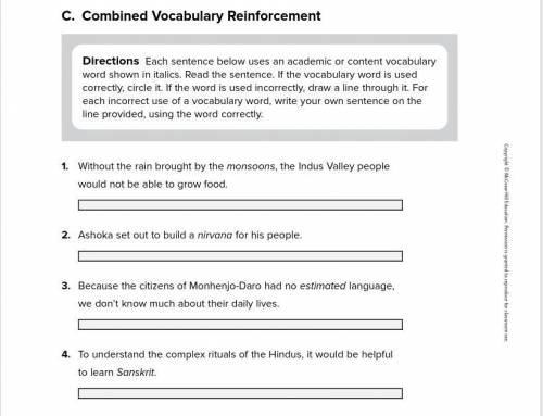 Each sentence below uses an academic or content vocabulary word shown in italics. Read the sentence