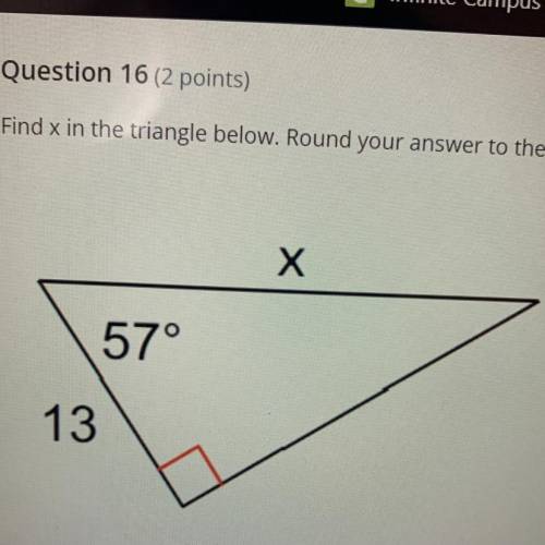 Find x in the triangle below. Round your answer to the nearest tenth.
