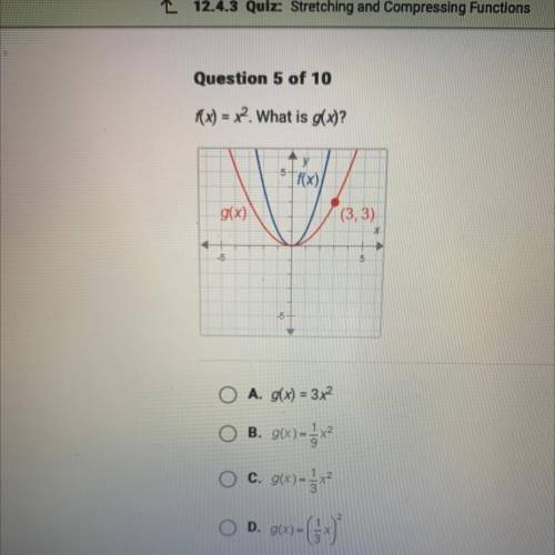 F(x) = x^2. What is g(x)?
answer quick please i’ll give brainliest :)