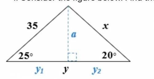Consider the figure below. Find the values of x and y (figure below)