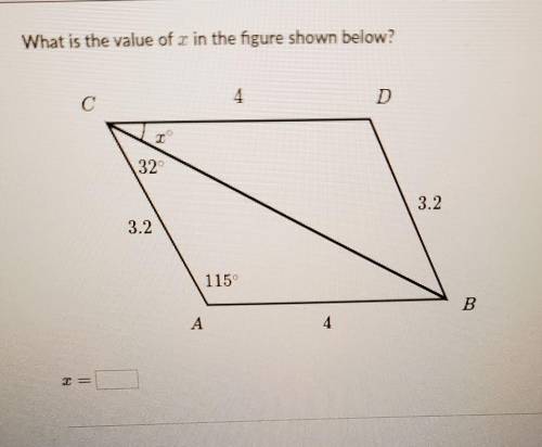 What is the value of x in the figure shown below? PLZ HELP.​