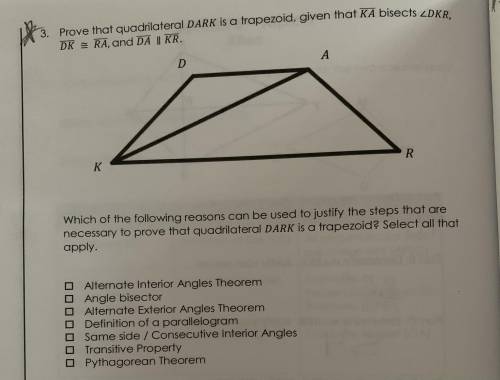EASY1

Prove that quadrilateral DARK is a