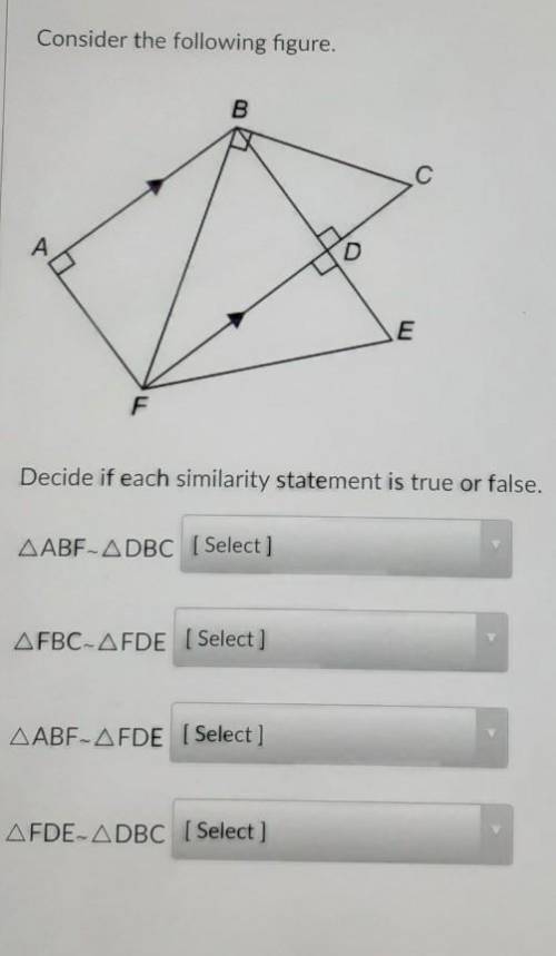Consider the following figure.. True or false for each. ​