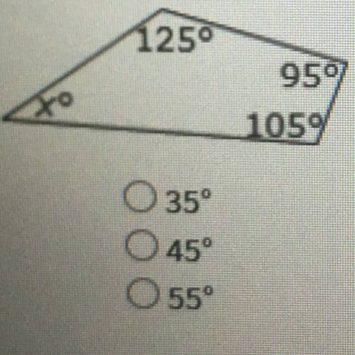 What is the value of x in the quadrilateral shown below?