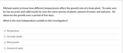 Michael wants to know how different temperatures affect the growth rate of a bean plant. To make su