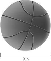 What is the volume, in cubic inches, of a basketball with a diameter of 9 inches?