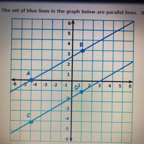 The set of blue lines in the graph below are parallel lines. If the lines are translated, 4 units t