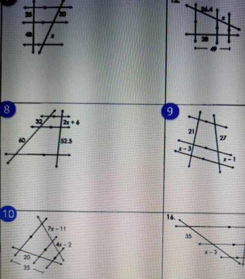 I need help solving # 7, 8, 9, 10 for x​