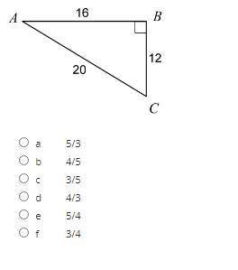 Using the figure below, what is the trigonometric ratio of sin C?