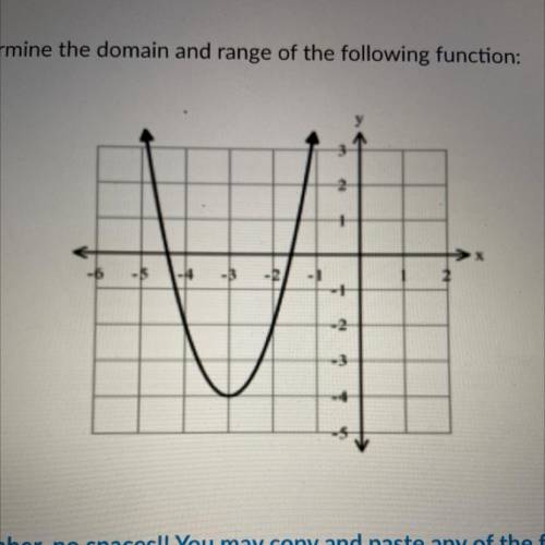 Determine the domain and range of the following function.