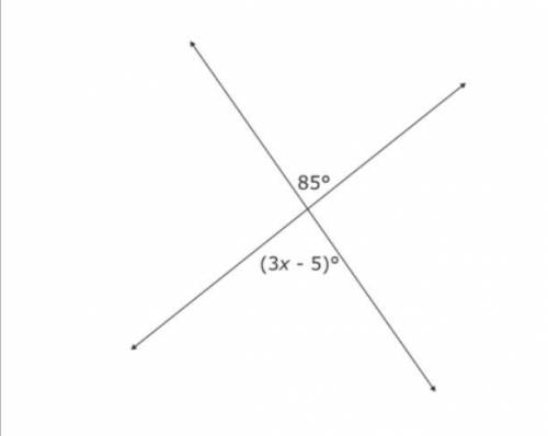 What is the value of x in the figure below?
A. 85°
B. 32°
C. 27°
D. 30°