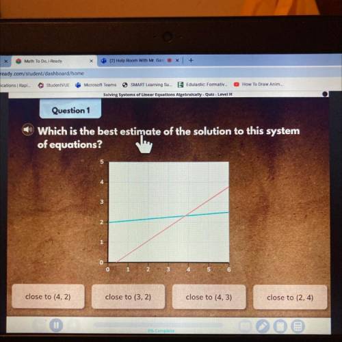 Which is the best estimate of the solution to this system of equations?