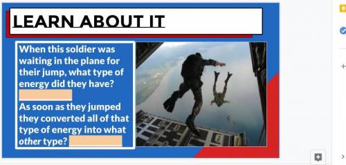 When this soldier was waiting in the plane for their jump, what type of energy did they have?