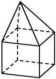 A rectangular pyramid is mounted on a right rectangular prism as shown. How many edges and vertices