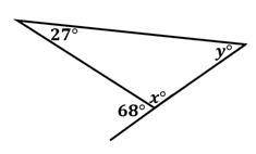 Consider the triangle.

Which equation is true?
A. x=41
B. x=68
C.y=41
D. y= 112
