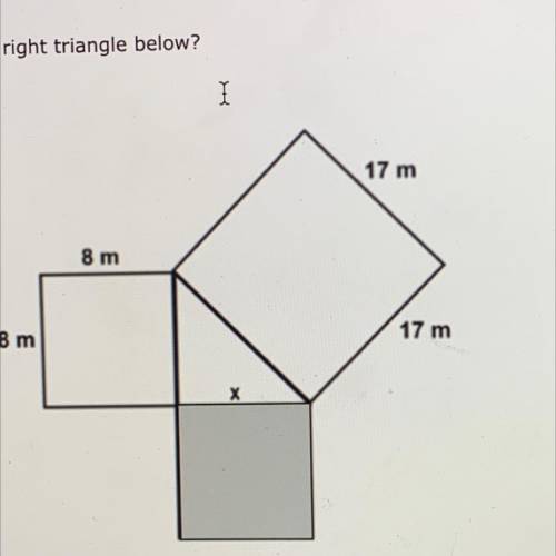 What is the area of the shaded region of the right triangle below?

A. 25 m
B. 353 m
C. 225 m
D. 1