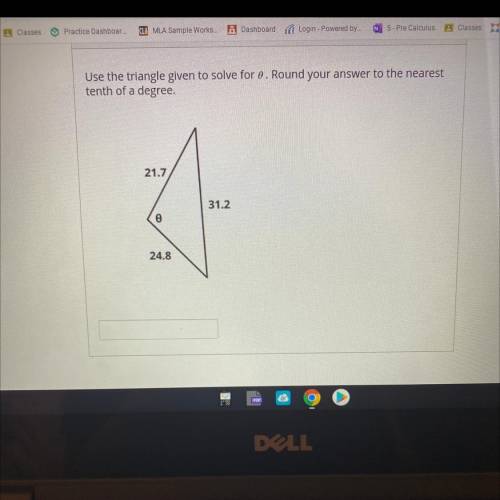 Use the triangle given to solve for o. Round your answer to the nearest

tenth of a degree.
21.7
3