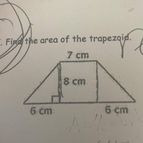 Find the area of the trapezoid 7cm 8cm 6cm 6cm