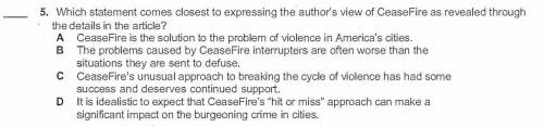 Which statement comes closest to expressing the author's view of Cease Fire as revealed through the