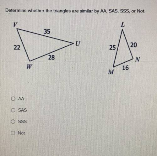 Are the triangles similar, AA , SAS, SSS or not ?