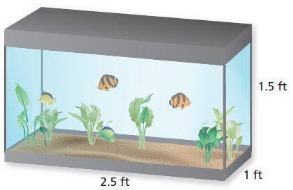 One cubic foot of water weighs about 62.4 pounds. How many pounds of water can the fish tank hold w