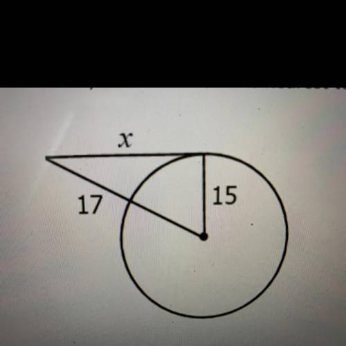 Find the value of x. Assume the segments that appear to be tangent are tangent. Round your answer t