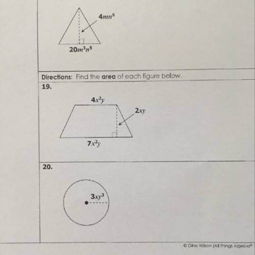 Find the perimeter and area of each figure below need answers for all 3 shown
