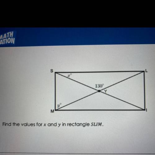 Find the values for x and y in rectangle SLIM.