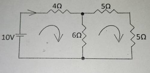 Determine the current flowing the h the resistors 4Ohms, 6Ohms and 5ohms as shown using Kirchhoff's