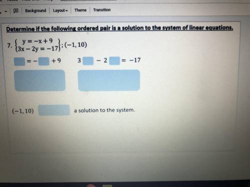 Determine if the following ordered pair is a solution to the system of linear equations.