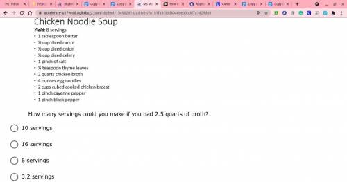 How many servings could you make if you had 2.5 quarts of broth?