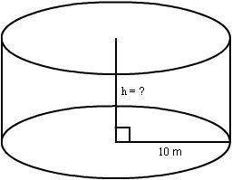 the volume of a right cylindrical water tank is 1000 cubic meters the radius of the base of the tan