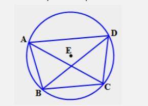 In circle E, (a) identify a pair of congruent inscribed angles and (b) name the arc they intercept.