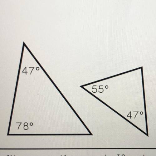 4. Are the triangles below similar? Explain
your reasoning.