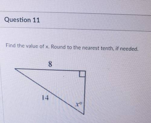 Find the value of x. Round to the nearest tenth, if needed. 8 D 14 X0​