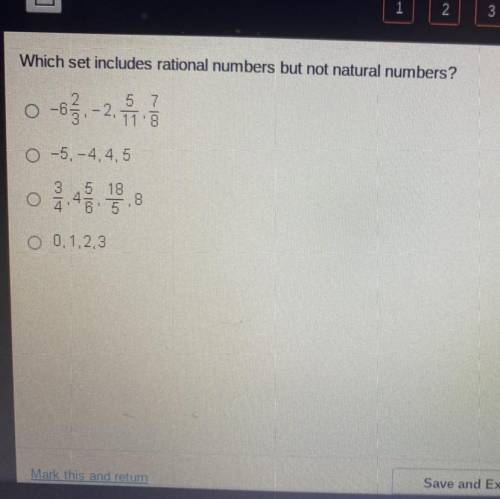 Which set includes rational numbers but not natural numbers
