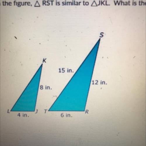 In the figure, ARST is similar to AJKL. What is the length in inches of side KL?