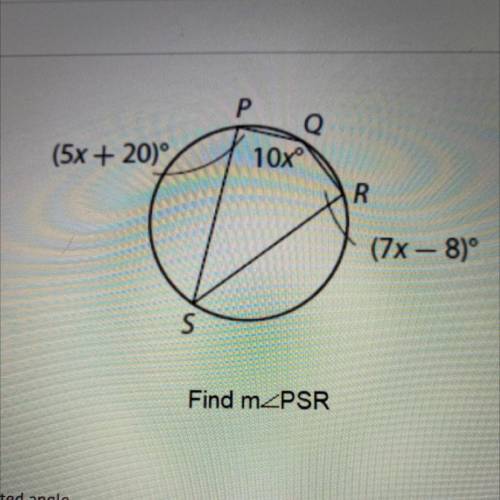 Find the measure of the indicated angle m PSR