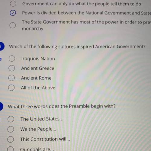 Which of the following cultures inspired American Government?