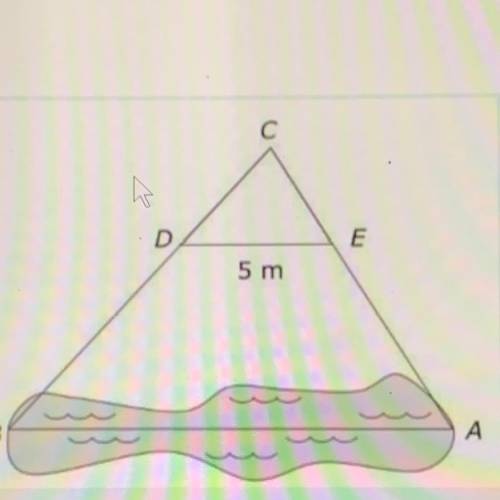 A surveyor locates points A, B, C, D, and E of a pond. Triangle CDE is similar to

Triangle CBA. C