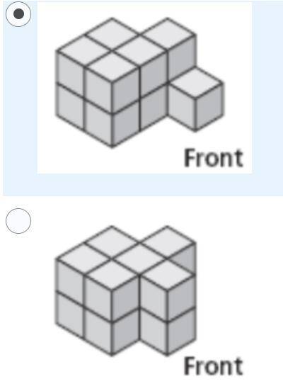 Here are three different views of a three-dimensional figure constructed from cubes.

Which of the