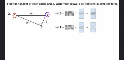 Find the tanget of each acute angle