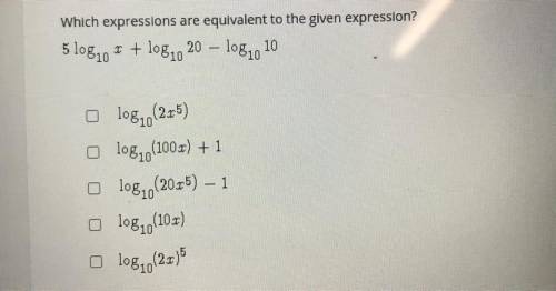 Photo included

Select all the correct answers.
Which expressions are
equivalent to the given expr