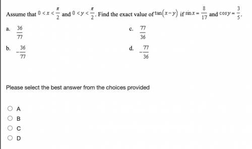 Solve this (picture provided)

Assume that (/0/ is less than /x/ is less than Pi/2). Find the exac