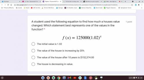 A student used the following equation to find how much a houses value changed. Which statement best
