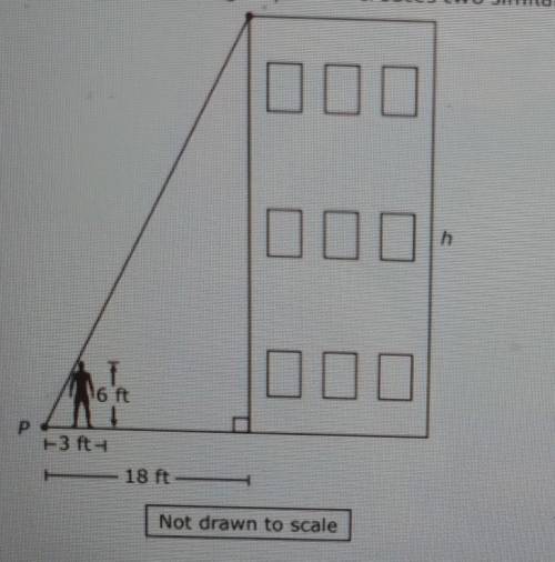 In the diagram a person who is 6 ft tall is standing on the ground 3 ft away from point P. A line s