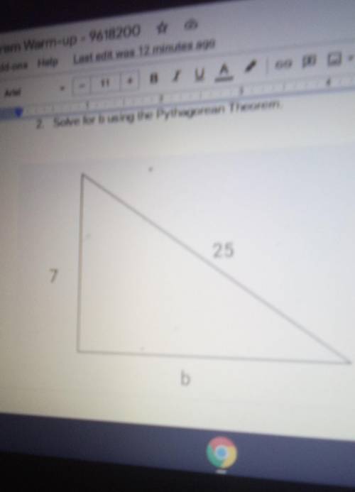 Solve for b using the pythagorean theorem​